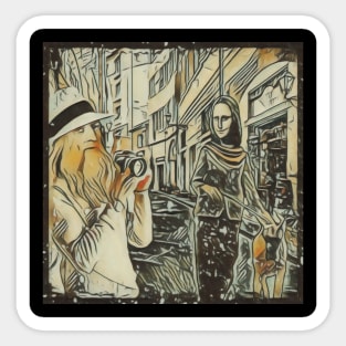 Davinci meets Mona Losa in Florence Sticker